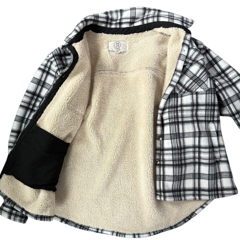 SAGE Sage Long Sleeve Plaid Super Plush Sherpa Lined Fleece Shirt Jacket XXL 2X - Picture 5 of 14